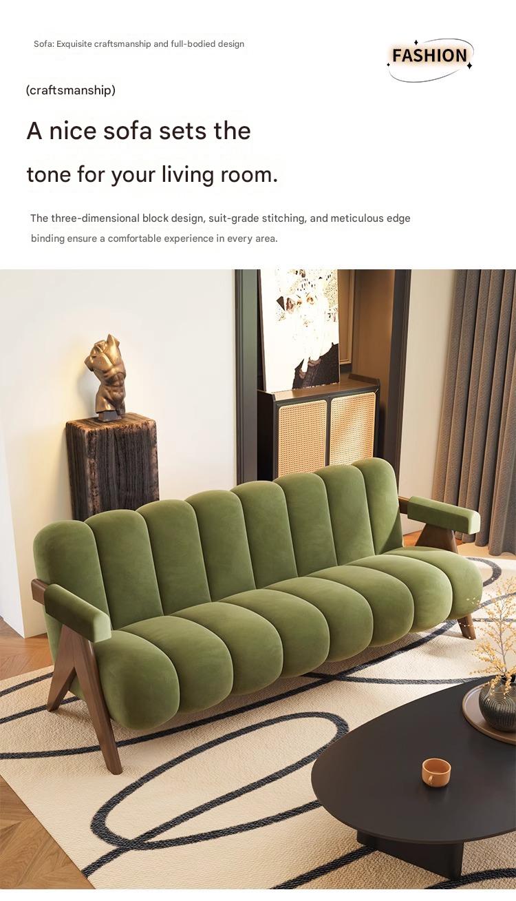 French Retro Sofa Set With Coffee Table Combination