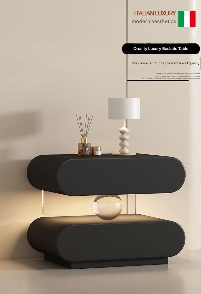 Luxury Wooden Bedside Table With Acrylic Sensor Light