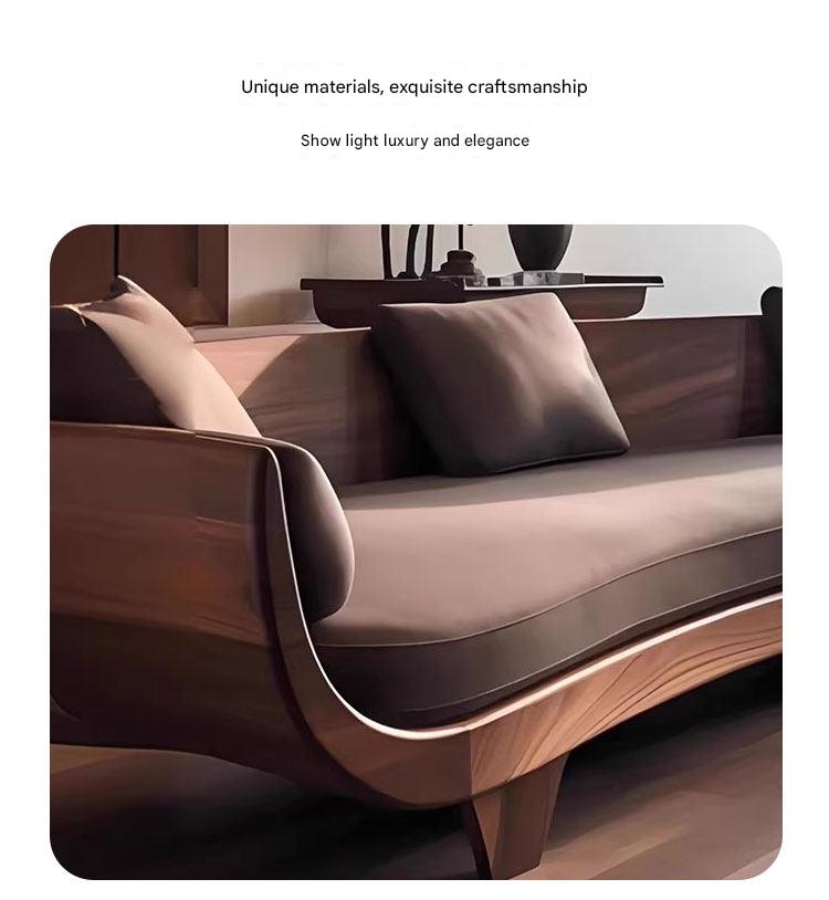 Luxury Curved Wooden Sofa with Cushions