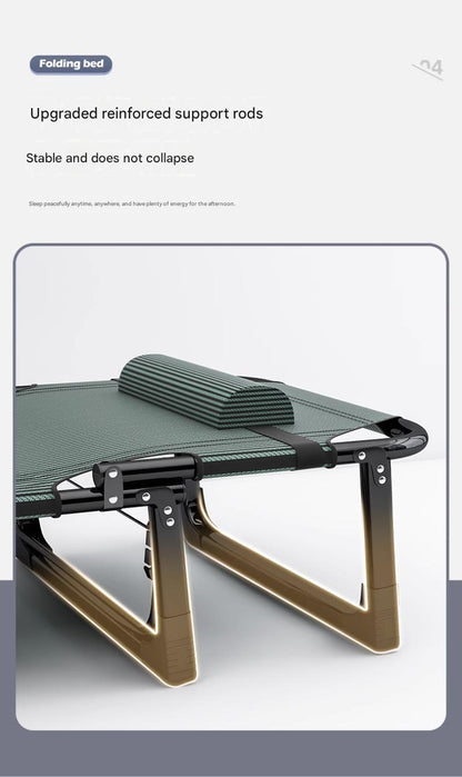 Portable Leisure Folding Bed With Head Support Pillow And Adjustable Reclining Backrest