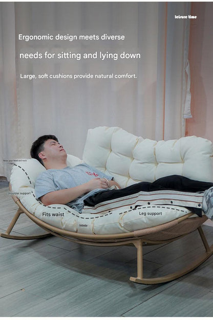 Modern Double Rocking Chair Sofa with Soft Cushion