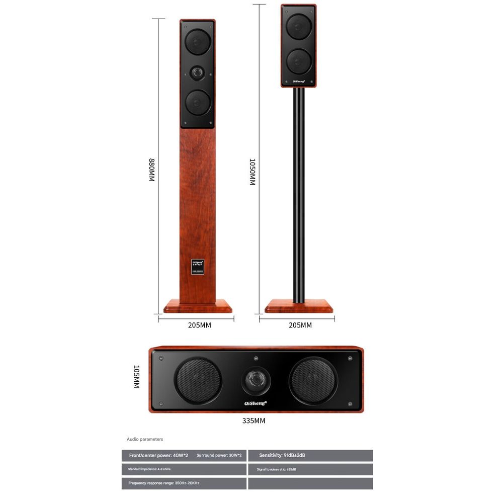 D-8 KTV Bluetooth Wooden Surround Speakers Full Set