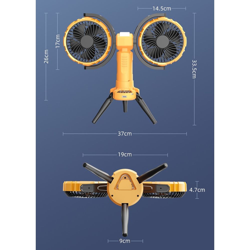8000mAh F7300 Double headed Outdoor Camping Fan