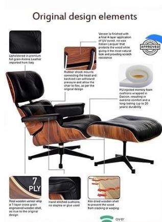 Luxury Wooden Recliner Chair With Leather Cushion