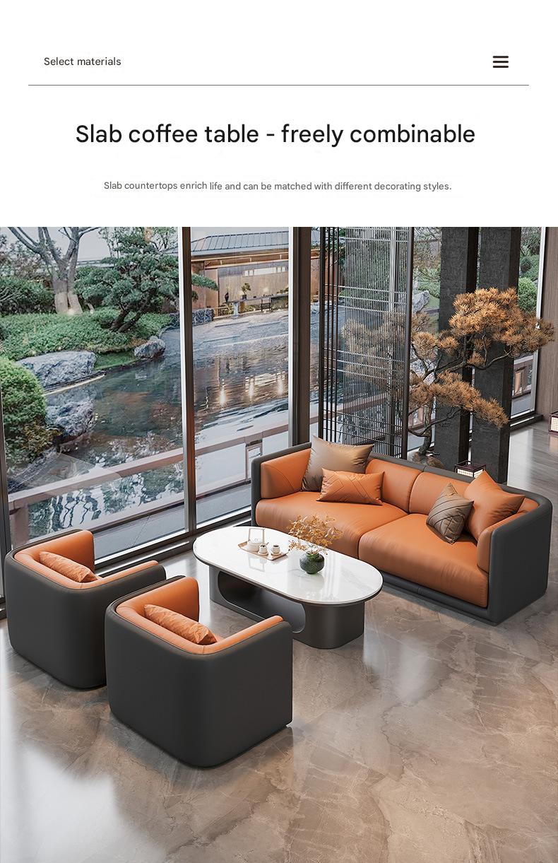 Luxury Modern Leather Sofa Set with Coffee Table