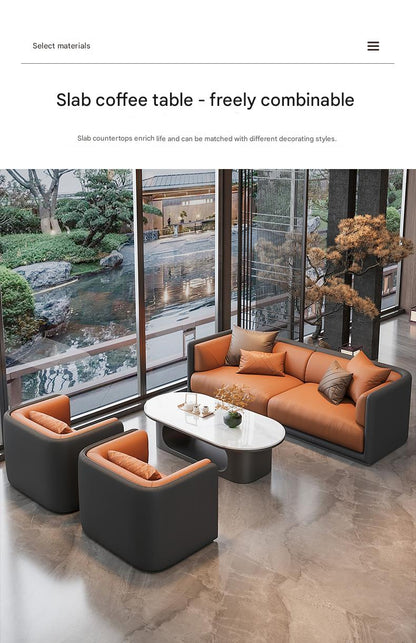 Luxury Modern Leather Sofa Set with Coffee Table