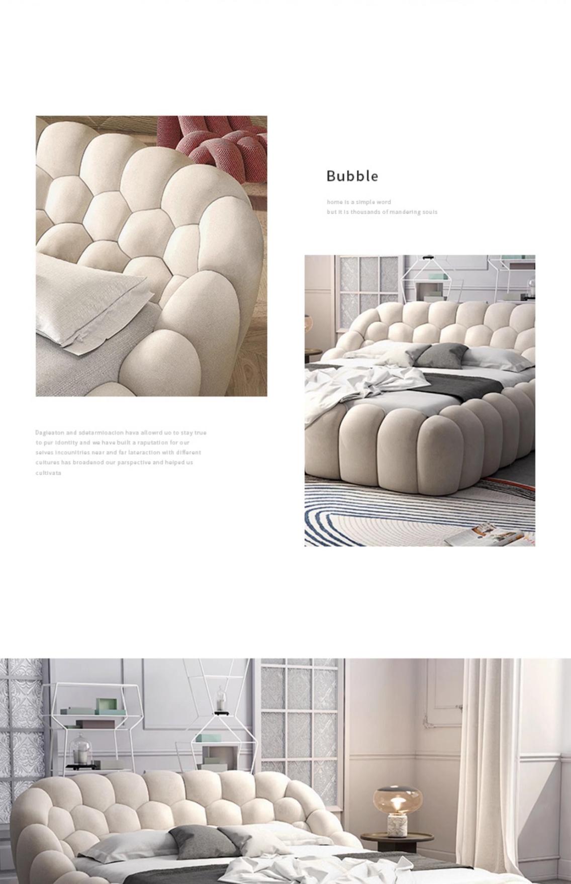 Luxury Elegant Teddy Velvet Bubble Bed