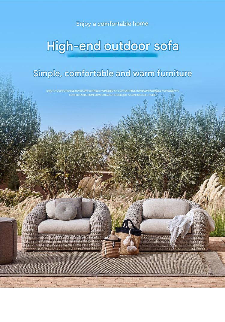 Luxury Outdoor Rattan Sofa Set With Coffee Table