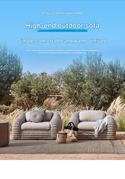 Luxury Outdoor Rattan Sofa Set With Coffee Table