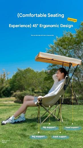 Outdoor Folding Chair with Umbrella Canopy