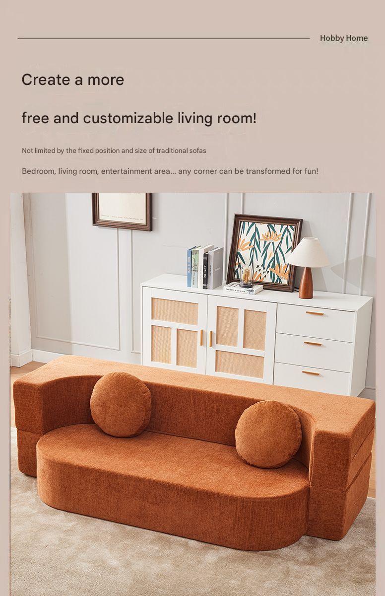 Modern Curved Foldable Fabric Sofa