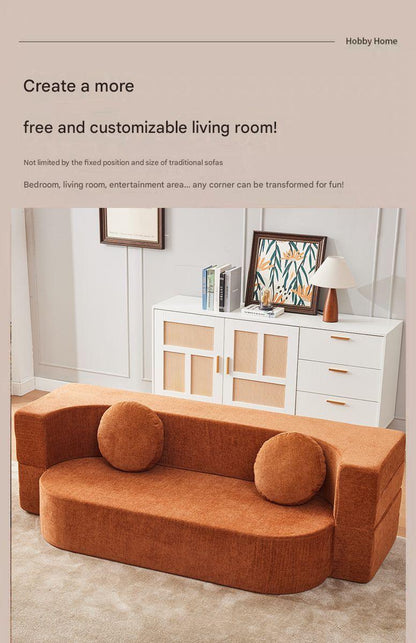 Modern Curved Foldable Fabric Sofa