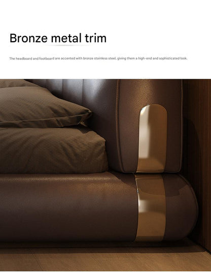 Italian Luxury Leather Sand Dune Double Bed