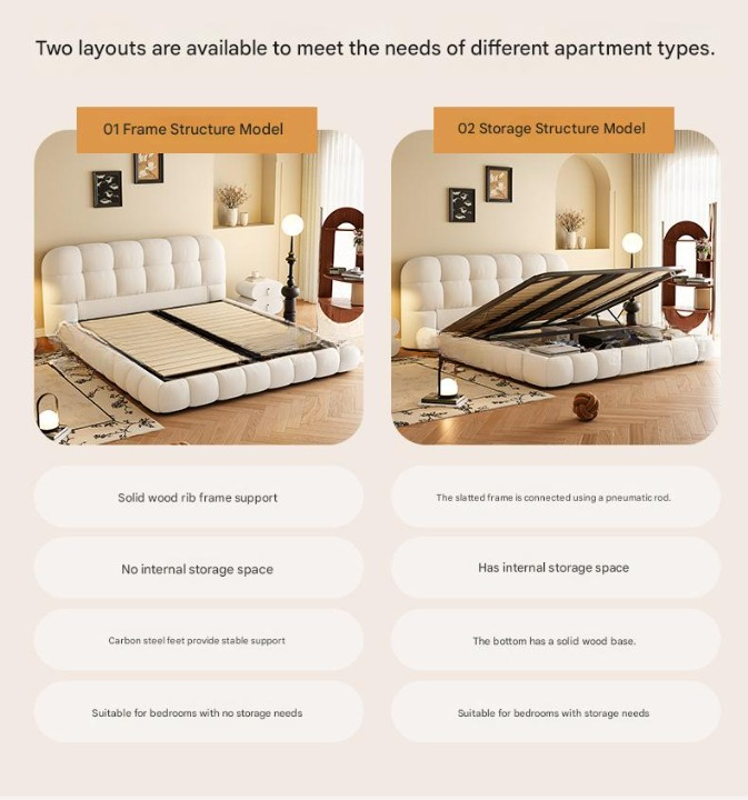 Modern Upholstered Platform Bed with Tufted Headboard