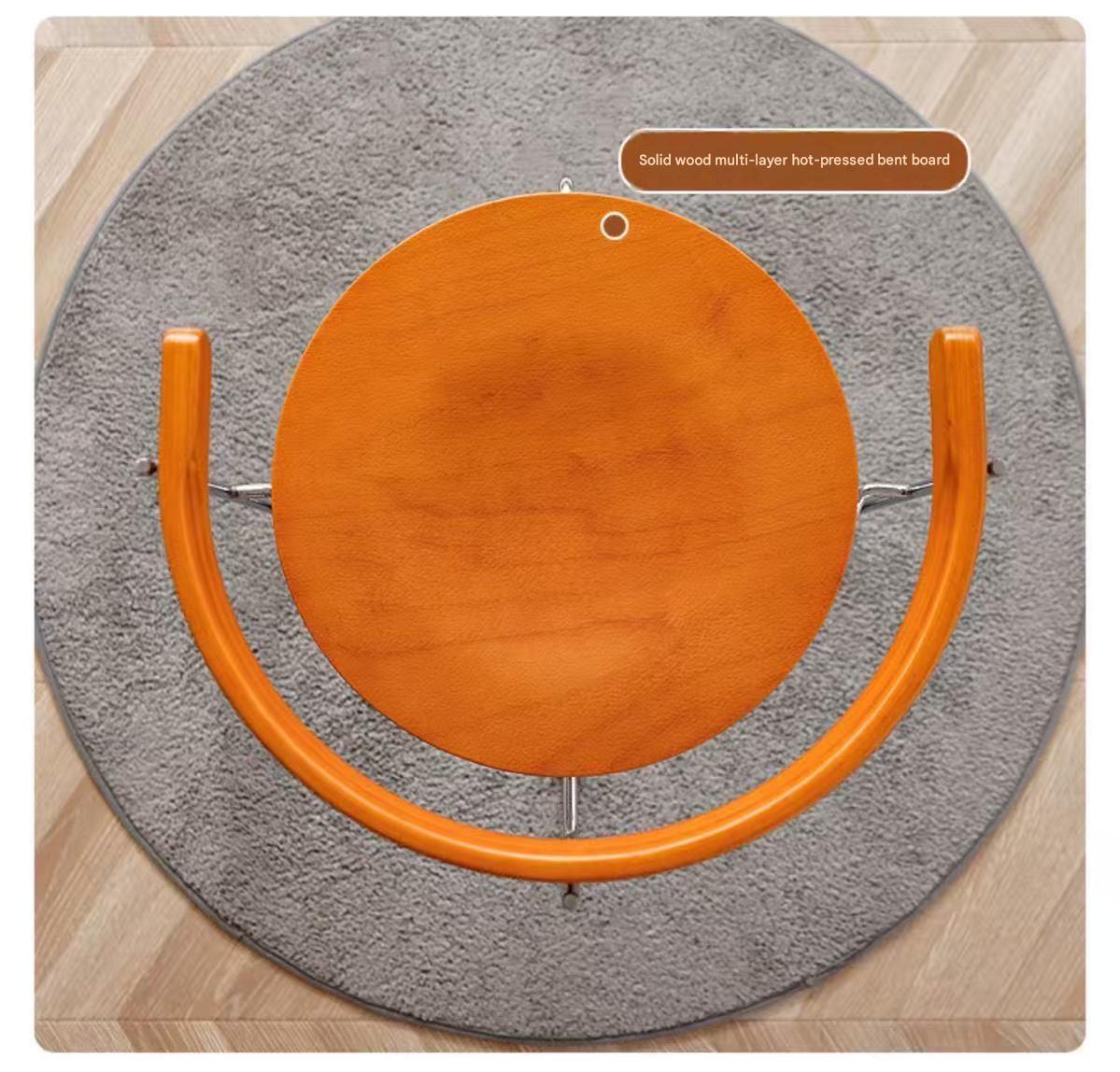 Retro Folding Wood Chair With Leather Seat Cushion