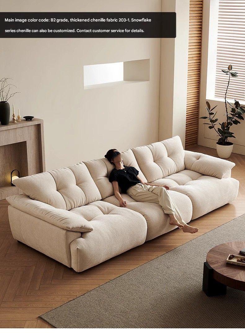 Luxury Chenille Fabric Sofa with Deep Cushions