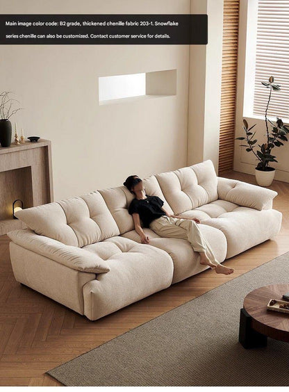Luxury Chenille Fabric Sofa with Deep Cushions