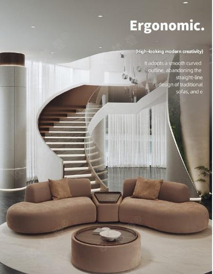 Luxury Curved Lounge Sofa Set With Coffee Table