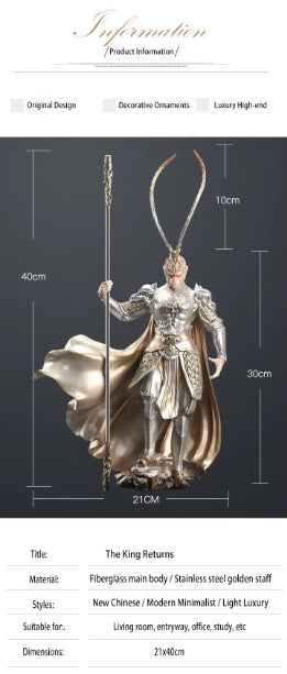Return of the Wu Kong King Warrior Statue with Spear