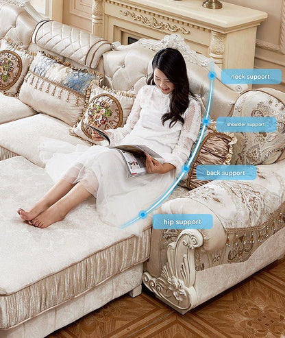 Luxury European Royal Living Room Sofa Set With Ottoman