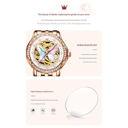 Olys Ceramic Butterfly Pearl Women's Watch