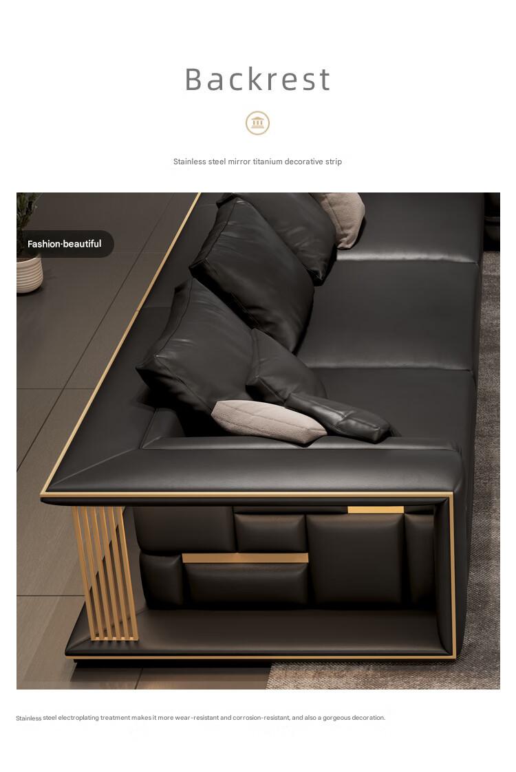 Luxury L-Shaped Leather Sectional Sofa Set