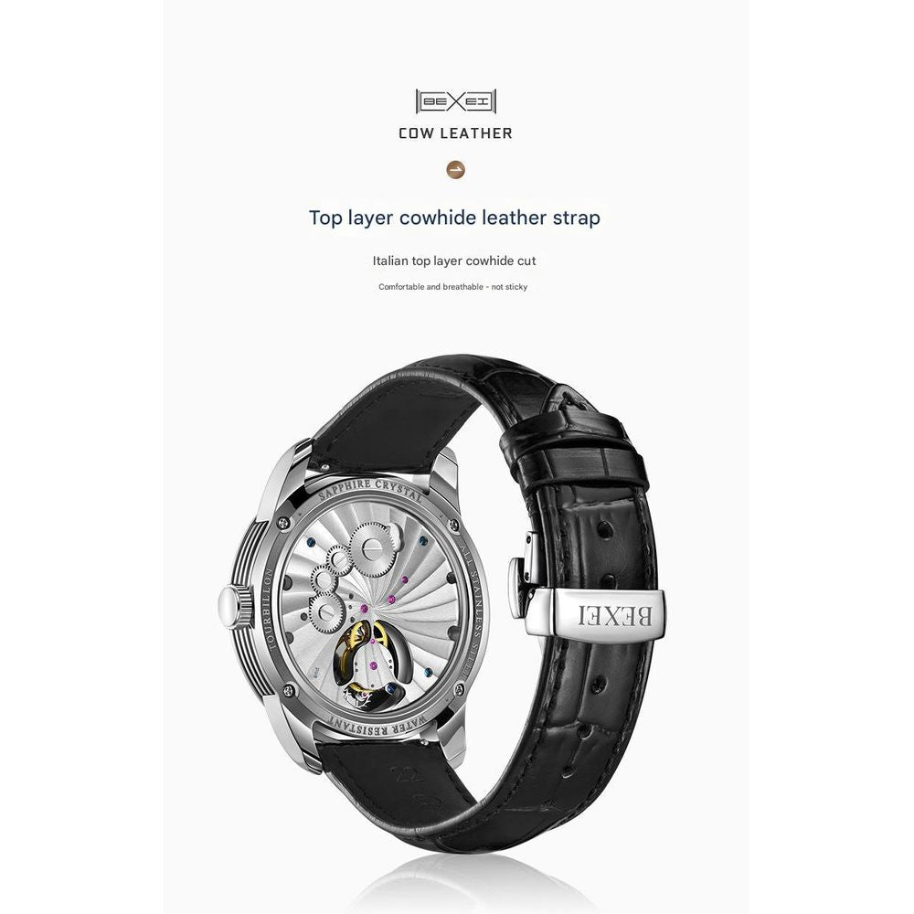 BEXEI Leather Waterproof Mechanical Men's Watch