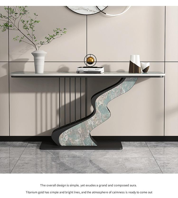 Luxury Rock Slab Foyer Table with Artistic Base