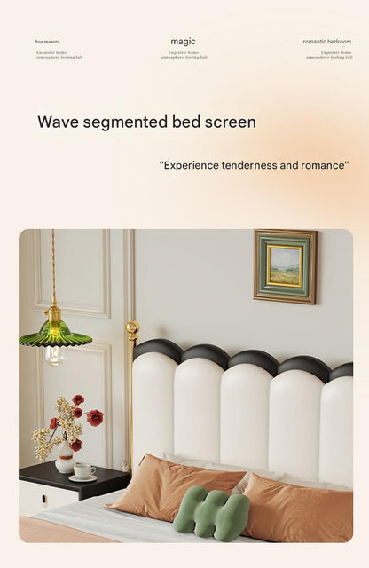 Modern Leather Double Bed with Curved Headboard