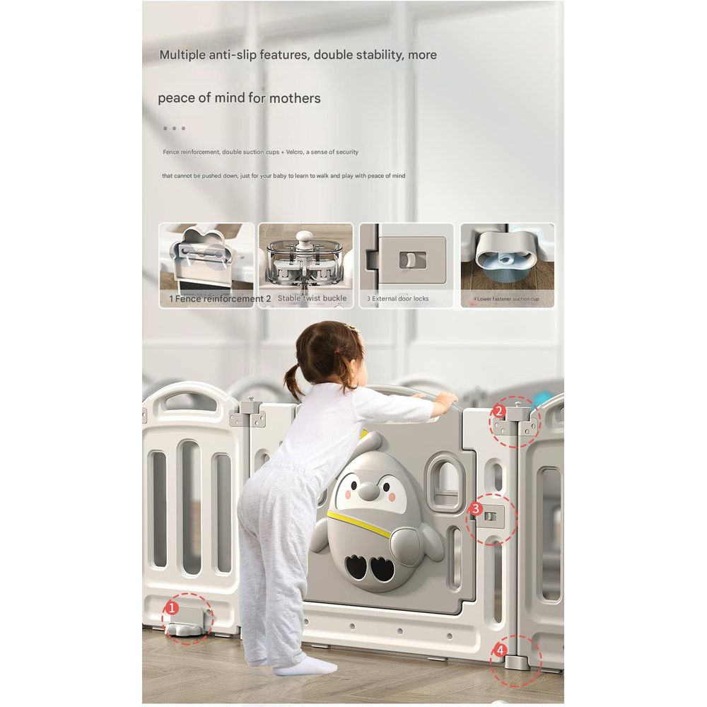 Indoor Playpen Playground Fence with Crawling Mat