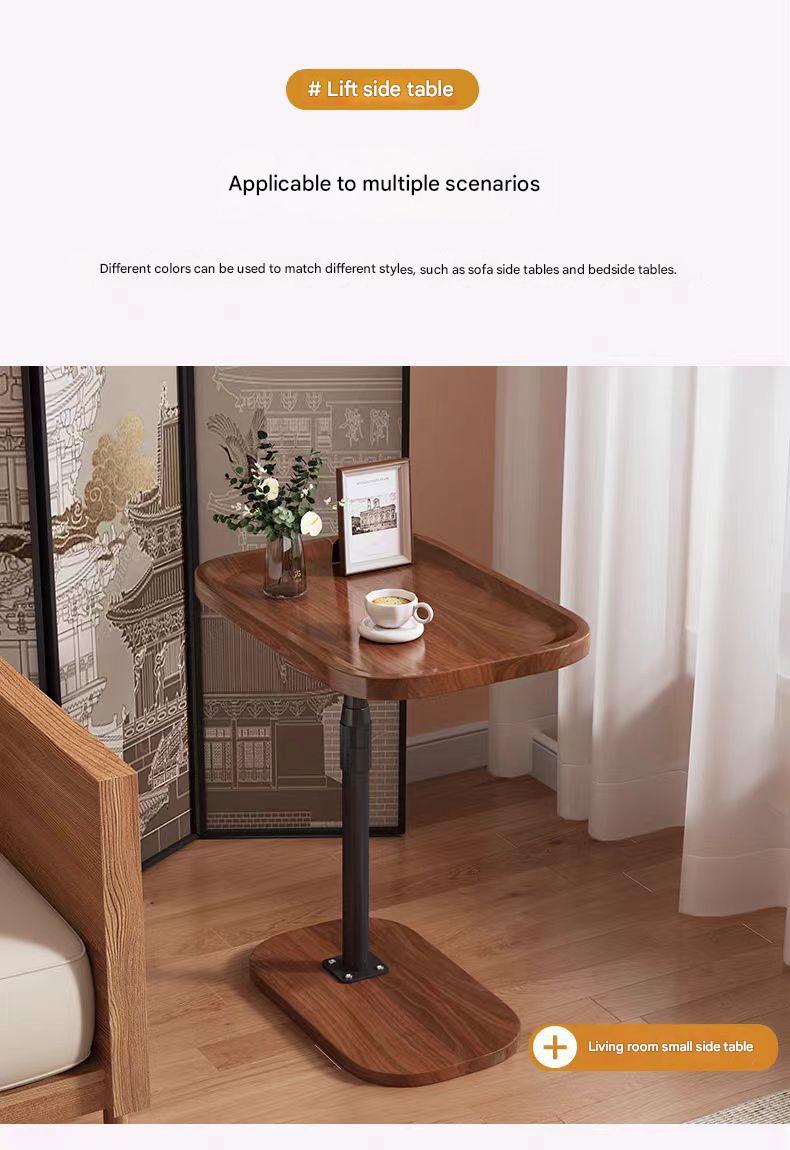 Luxury Adjustable Sofa Side Table with Wooden Top