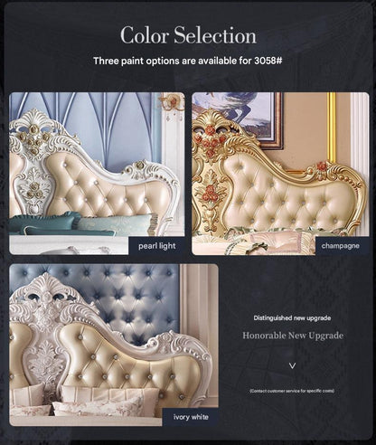 Luxury European French Wood Princess Double Bed