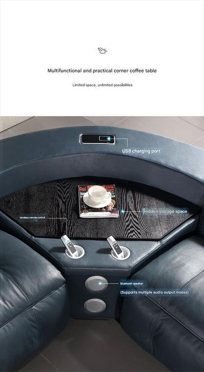 Modern Leather Recliner Sectional Sofa with LED Lights