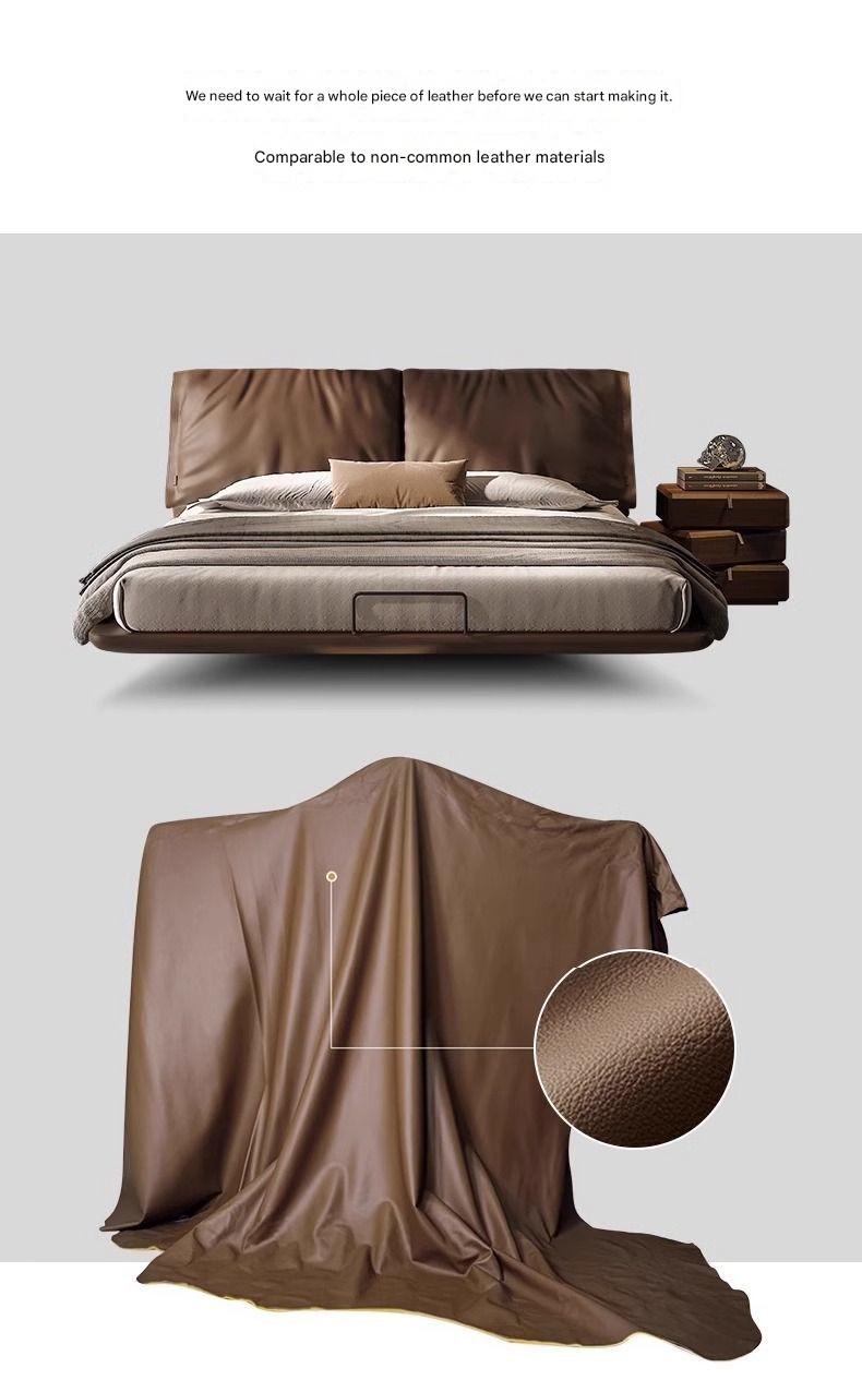 Italian Light Luxury Double Leather Bed