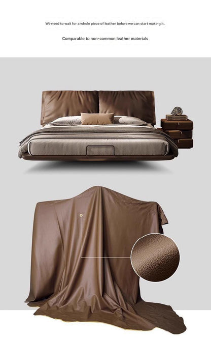 Italian Light Luxury Double Leather Bed
