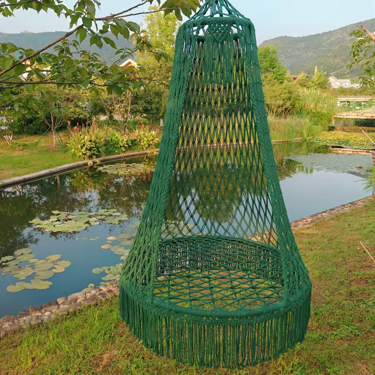 Outdoor Bohemian Hanging Chair with Tassels