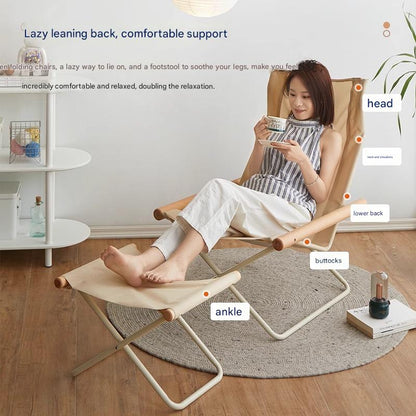 Modern Folding Lounge Chair with Wooden Armrests