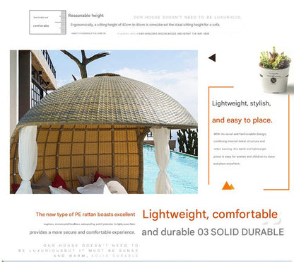 Luxury Outdoor Rattan Daybed Pod with Canopy