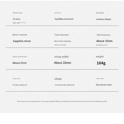 IDEALKNIGHT Tourbillon Automatic Mechanical Mens Watch