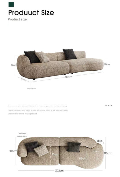 Modern Curved Boucle Sofa With Pedal