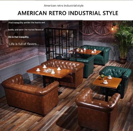Retro Leather Sofa With Deep Button Tufting
