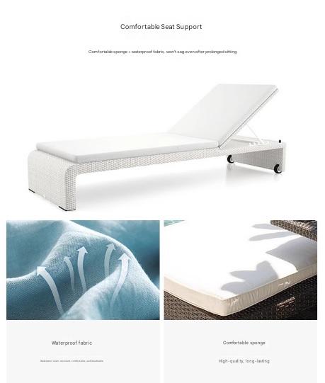 Outdoor Rattan Sun Lounger with Adjustable Backrest And Side Table