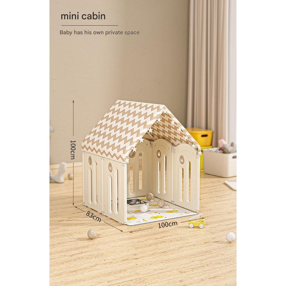 Luxury Beige Baby Fence Set with Horse & Ball Pool