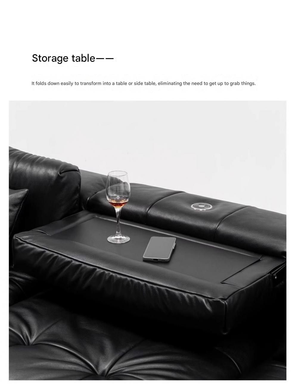 Modern Leather Lounge Sofa With Adjustable Backrest