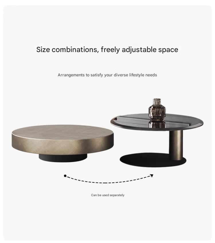 Italian Luxury Round Coffee Table with Side Table