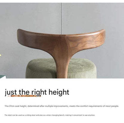 Modern Scandinavian Wooden Stool with Backrest