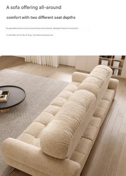Retro Chenille Fabric Sofa with Adjustable Depth