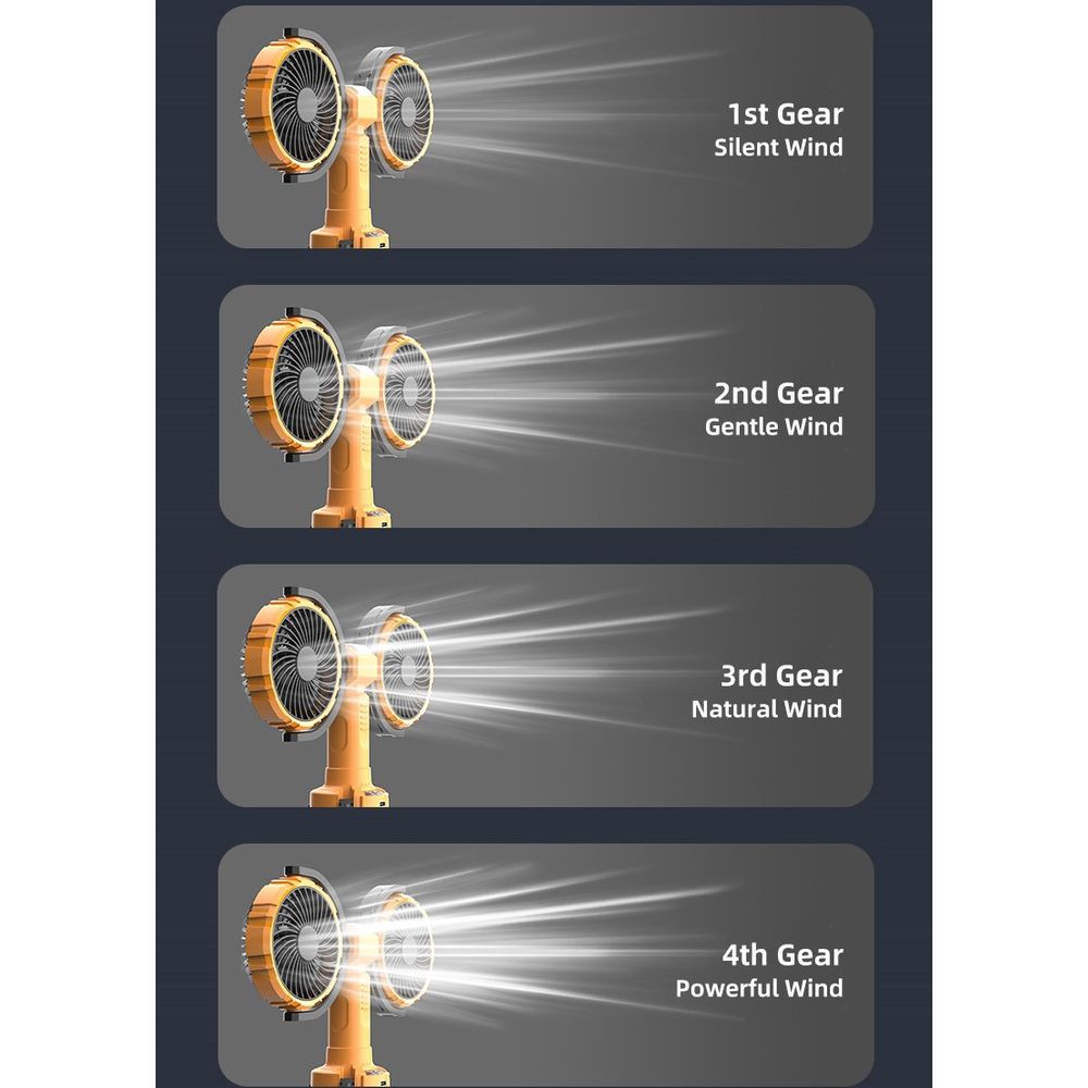 8000mAh F7300 Double headed Outdoor Camping Fan 5