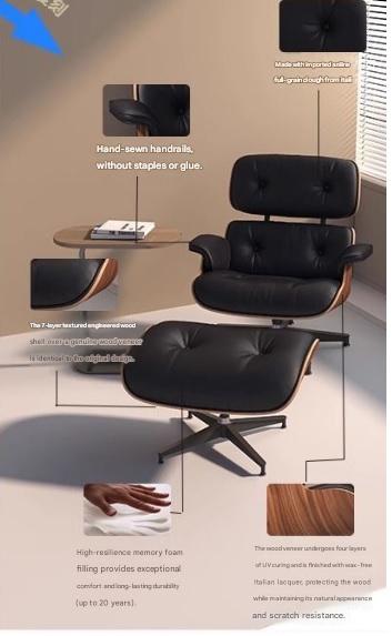 Luxury Wooden Recliner Chair With Leather Cushion