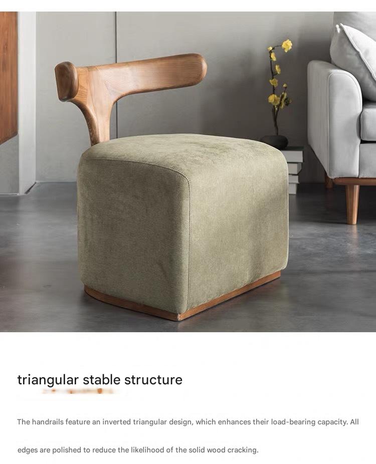 Modern Scandinavian Wooden Stool with Backrest